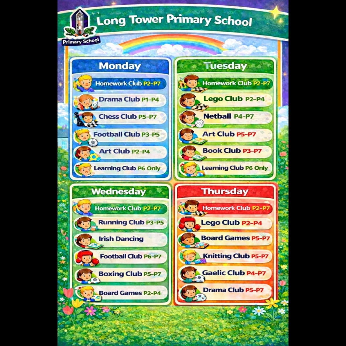 After School Club Timetable